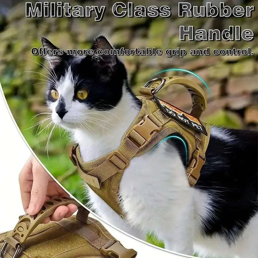 Outdoor Tactical Cat Harness For Walking Escape Proof Adjustable Waterproof Pet Harness Soft Mesh Vest For Large Cat Small Dog