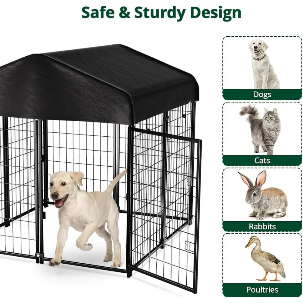Dog Kennel Outdoor, Dog House Roof Waterproof Cover for Medium to Small Dog Outside,Pet Enclosures Crate Cage Playpen Run Indoor