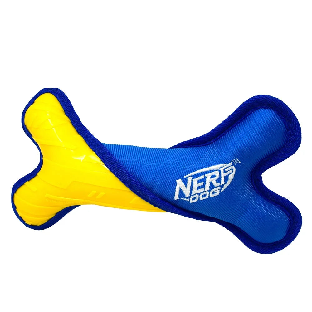 Durable Nylon Rubber Dog Bone Toy 11 Inch Interactive Fetch Chewable Tear-Resistant Weather Resistant High Visibility Safe
