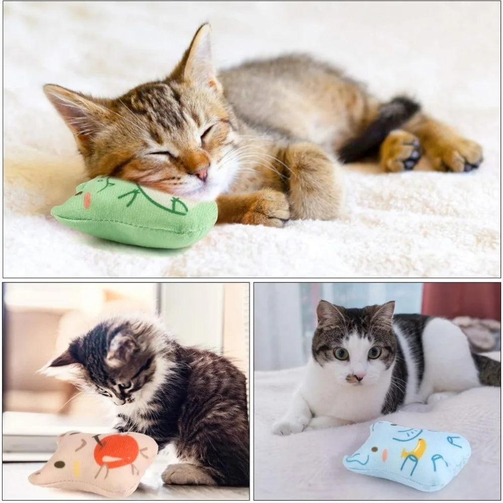Catnip Toys for Indoor Cats - 5PCS Plush Cat Chew Toys Teething Interactive Catnip Filled Kitten Toy Soft Pet Toy (Animal Shapes