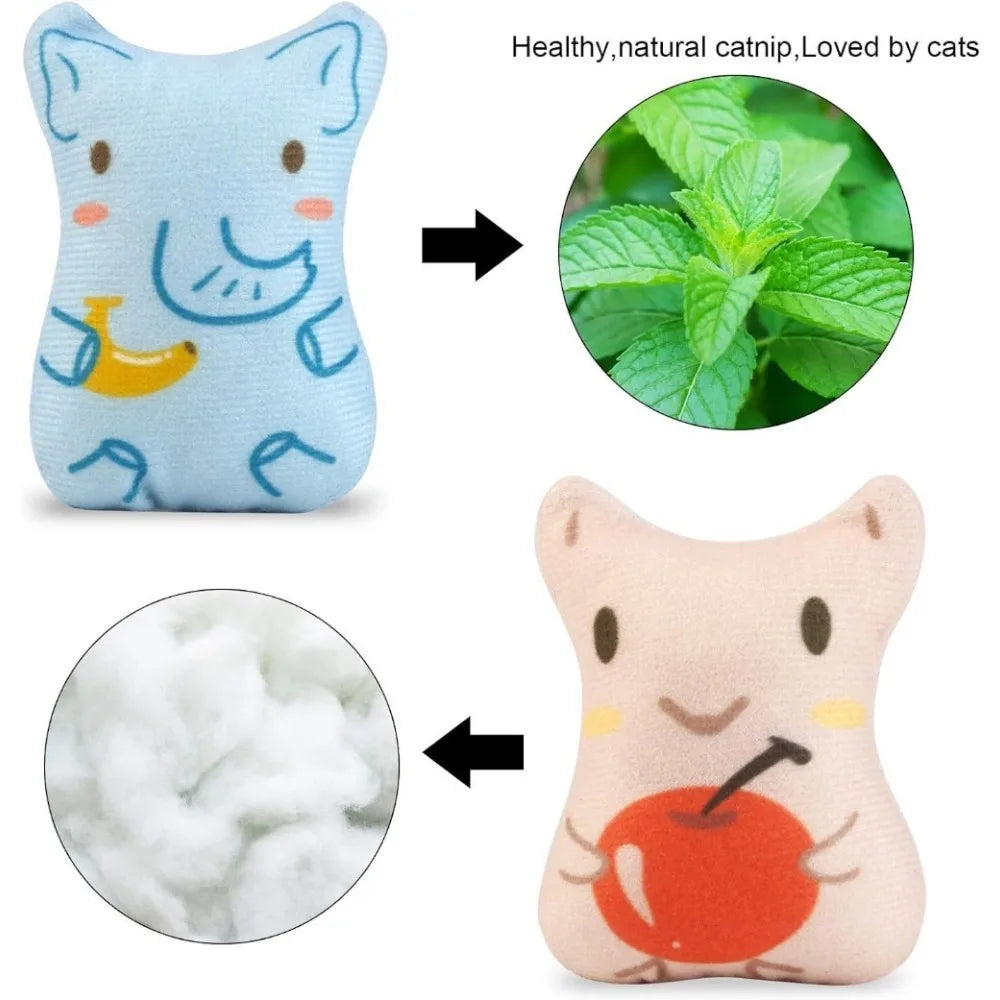 Catnip Toys for Indoor Cats - 5PCS Plush Cat Chew Toys Teething Interactive Catnip Filled Kitten Toy Soft Pet Toy (Animal Shapes