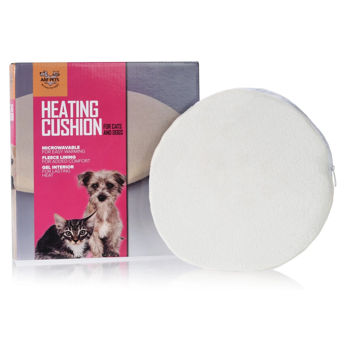 Arf Pets Microwavable Pet Heating Pad, Self Warming Mat with Cozy Cover & Cushion - Pack of 2