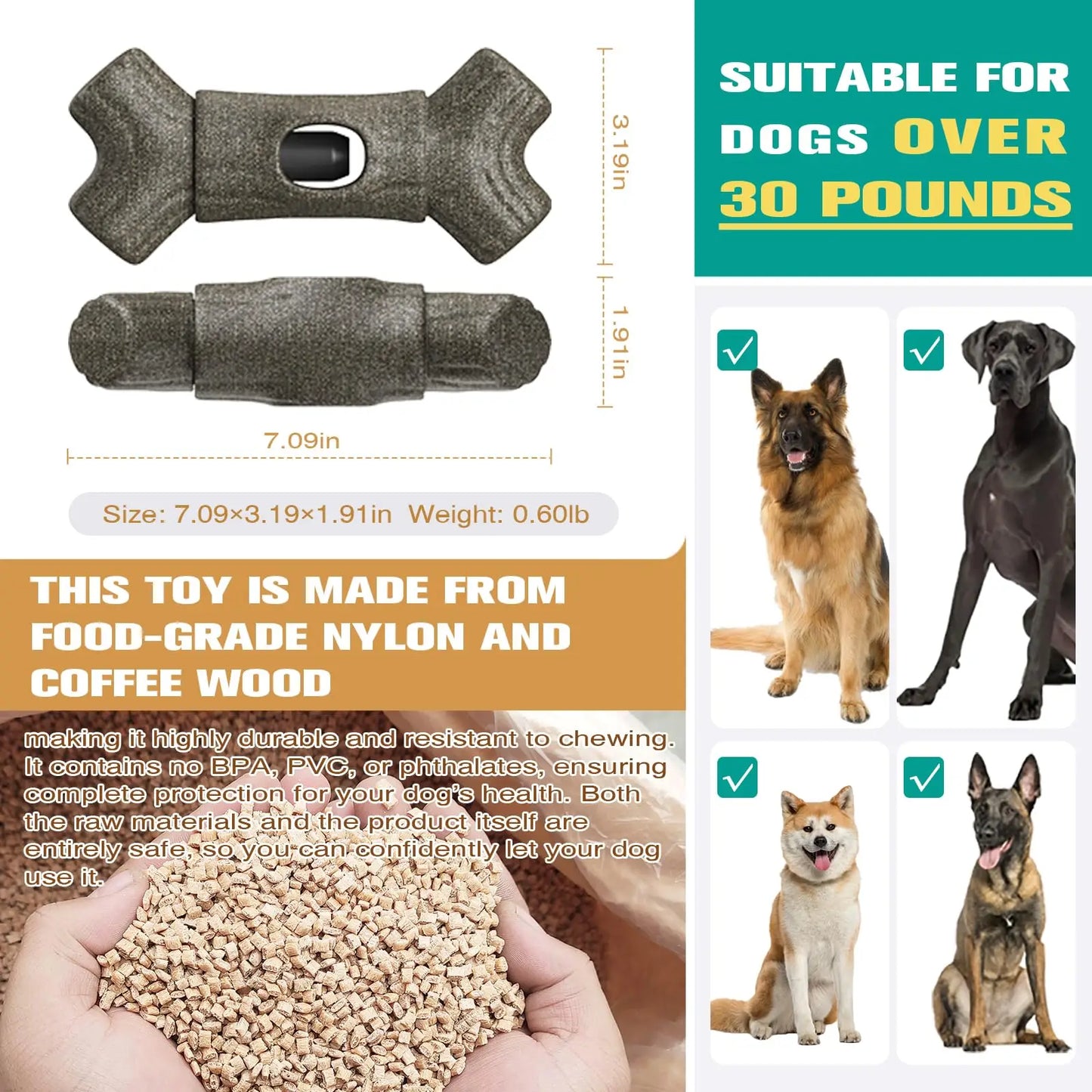 Durable Dog Chewing Bone Toy Bite Resistant Pet Snack Retainer Suitable for Small to Large Dogs Interactive Dental Chew Toy