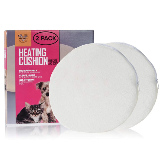 Arf Pets Microwavable Pet Heating Pad, Self Warming Mat with Cozy Cover & Cushion - Pack of 2