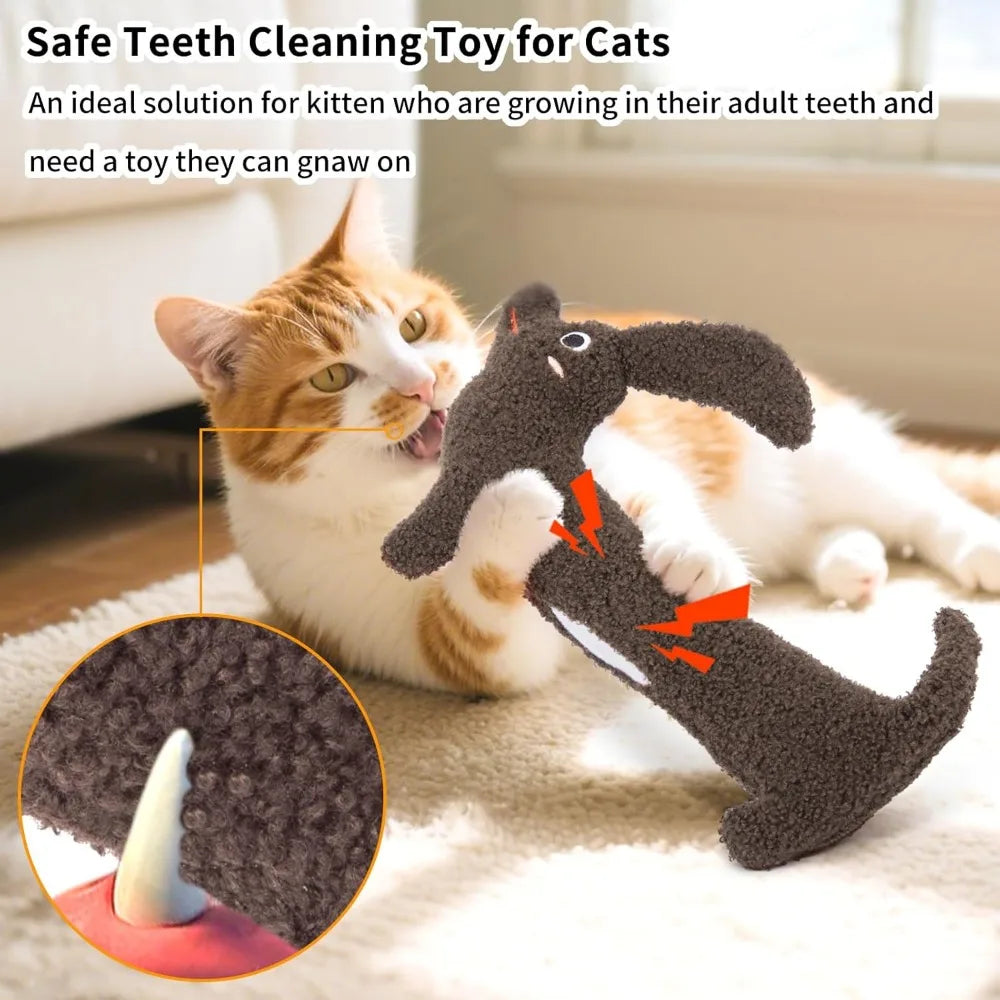 Crinkle Cat Toys, Refillable Catnip Toys for Indoor Cats Kitten, Stuffed Animals Plush Pillow Kitten Teeth Cleaning Chew Toy Cud