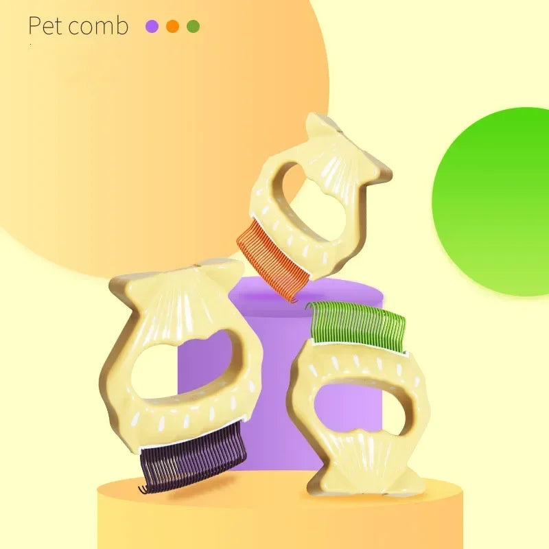 1Pc Pet Cat Comb Massage Brush Shell Shaped Handle Pet Grooming Massage Tool To Remove Loose Hairs For Cats Cleaning Supplies