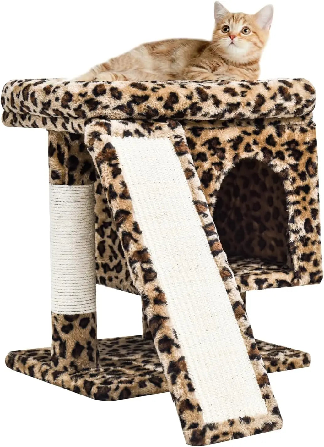 Small Cat Tree for Indoor Cats, Cat Tower with Scratching Post, Modern Activity House for Large Cats, Condo with Board