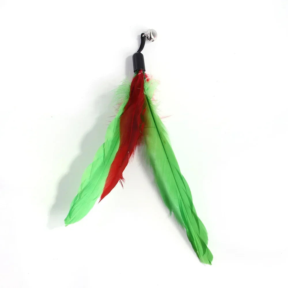 Pet Cat Toy with Bell Color Feather Toy Fishing Rod Replacement Head Feather Funny Cat Toy Cat Interactive Toys