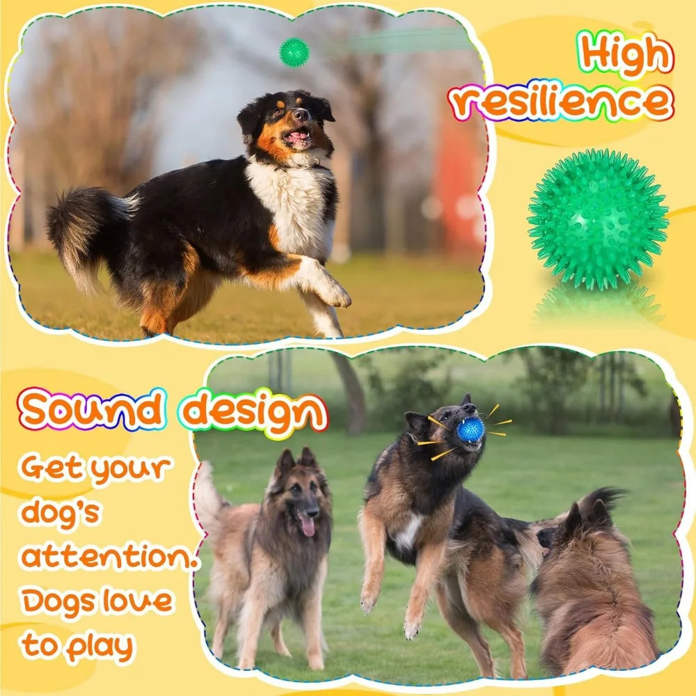 24 Pcs Spikey Dog Balls 3.5 Inch Squeaky Dog Toys Pet Toys Rubber Dog Toy Balls Puppy Chew Toys for Teething Durable Dog