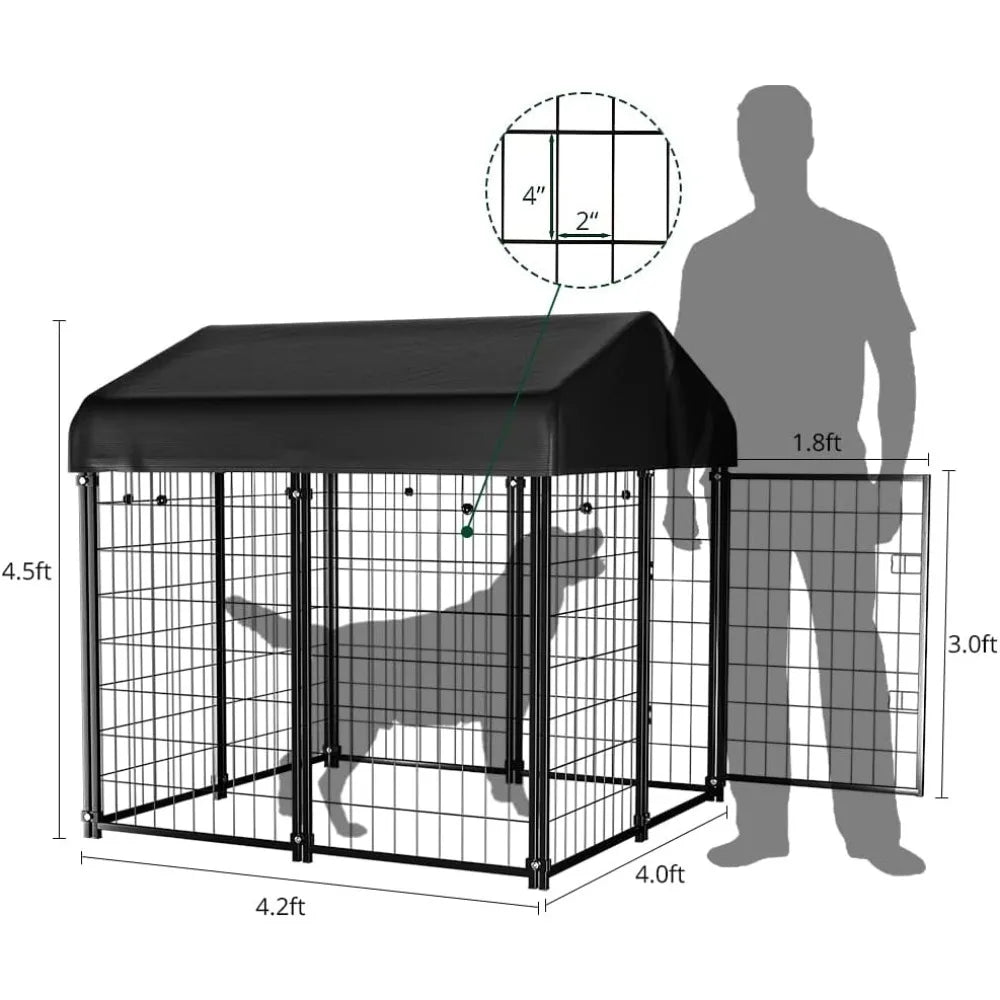 Dog Kennel Outdoor, Dog House Roof Waterproof Cover for Medium to Small Dog Outside,Pet Enclosures Crate Cage Playpen Run Indoor