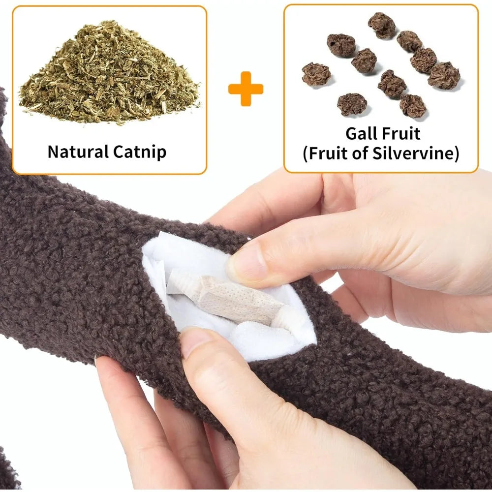 Crinkle Cat Toys, Refillable Catnip Toys for Indoor Cats Kitten, Stuffed Animals Plush Pillow Kitten Teeth Cleaning Chew Toy Cud