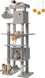 Feandrea Cat Tree, 79.1 Inch Tall Cat Tower for Indoor Cats, Multi-Level Large Cat Condo with 4 Scratching Posts, 2 Hammocks, a