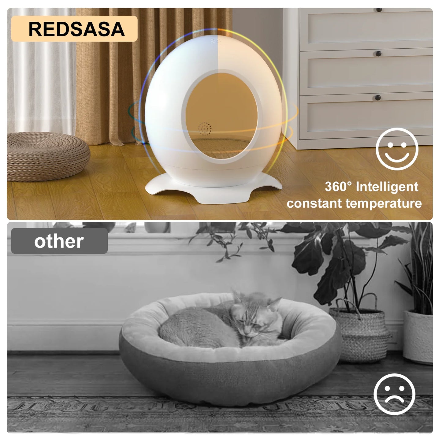 Modern Round Pet Bed for Cats or Small Dogs, Mini Medium Sized Dog Cat Bed Self Warming Autumn Winter Indoor Snooze Sleeping
