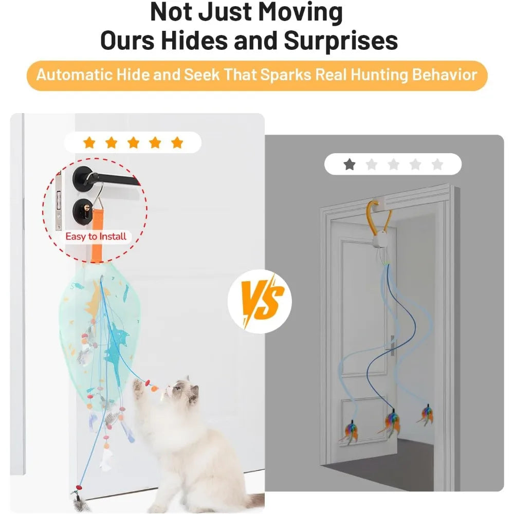 Interactive Cat Toys for Indoor Cats,Rechargeable Automatic Concealed Cat Feather Teaser,Motion Activated Enrichment Toys for In