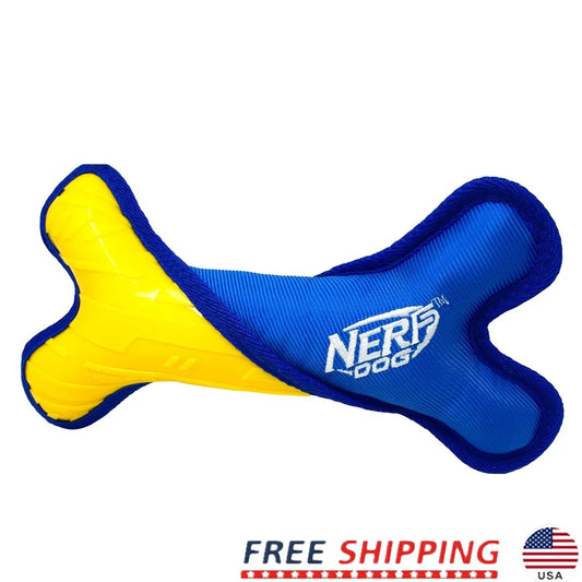 Durable Nylon Rubber Dog Bone Toy 11 Inch Interactive Fetch Chewable Tear-Resistant Weather Resistant High Visibility Safe