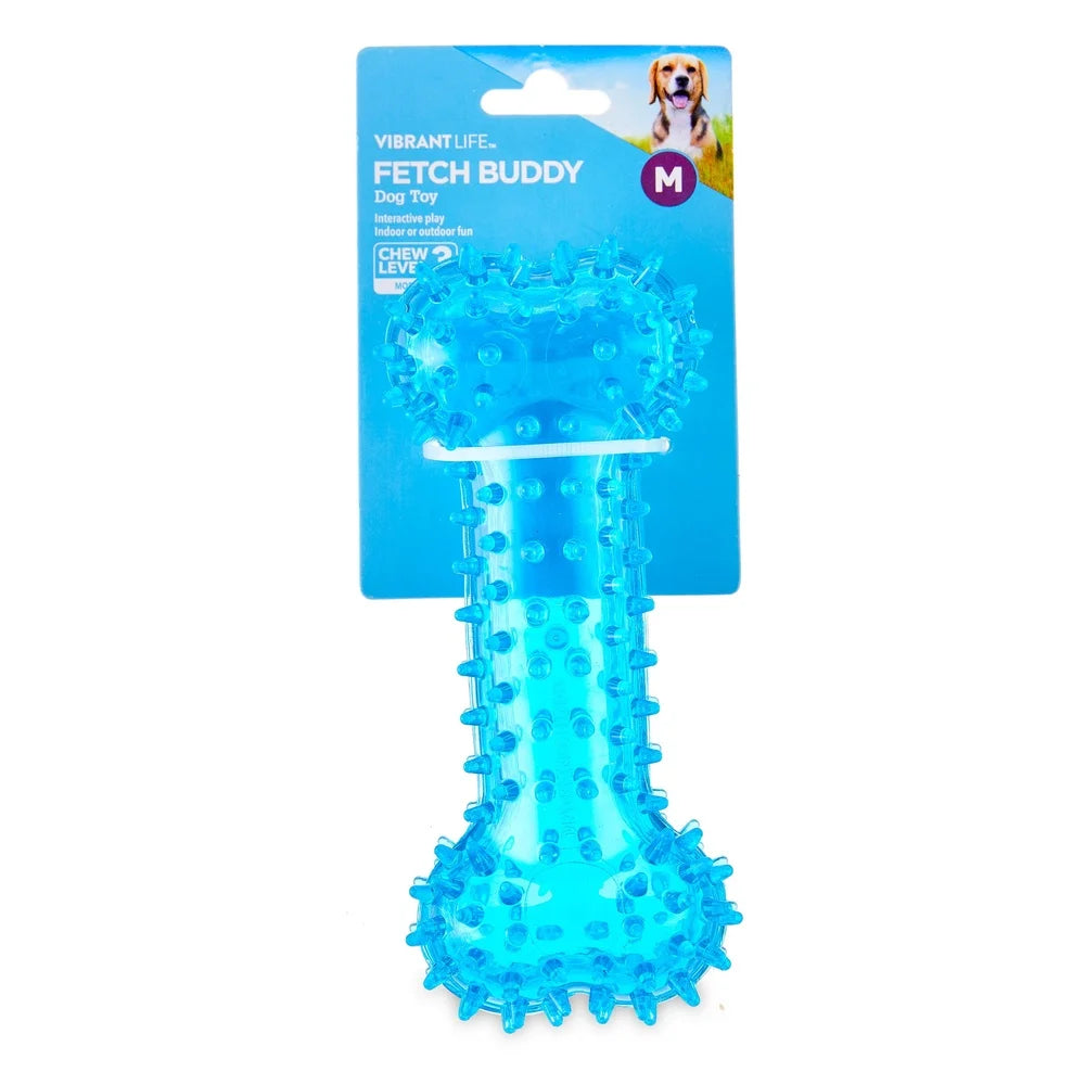 3 Pack Spiky Blue Bone Dog Toy Chew Level 3 Interactive Fetch Play Indoor Outdoor Durable TPR Chewable Moderate Chewers