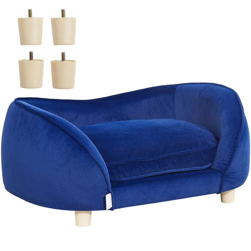 Pet Couch Sofa Dogs and Cats Plush Dog Bed Supports 81lbs High Resilience Foam Scratch Resistant Velvet Sturdy Wood Frame Easy