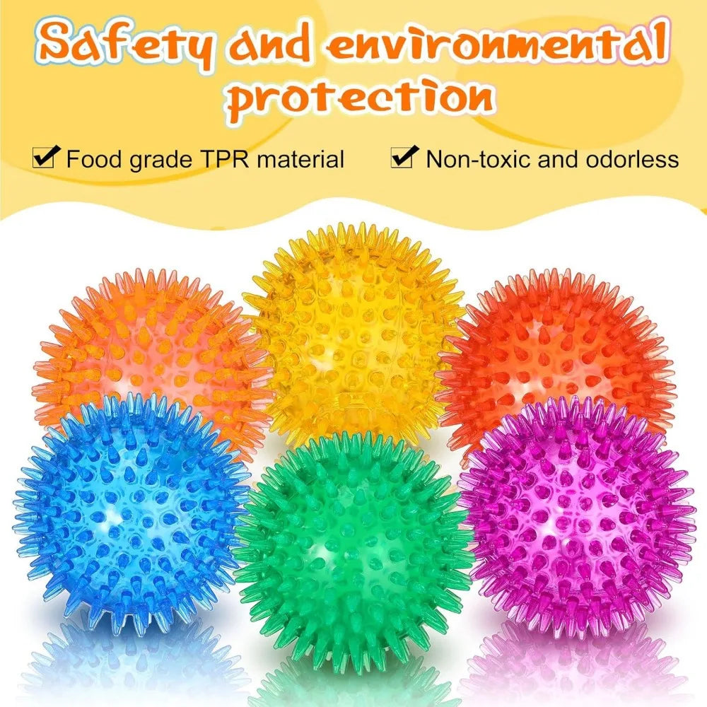 24 Pcs Spikey Dog Balls 3.5 Inch Squeaky Dog Toys Pet Toys Rubber Dog Toy Balls Puppy Chew Toys for Teething Durable Dog