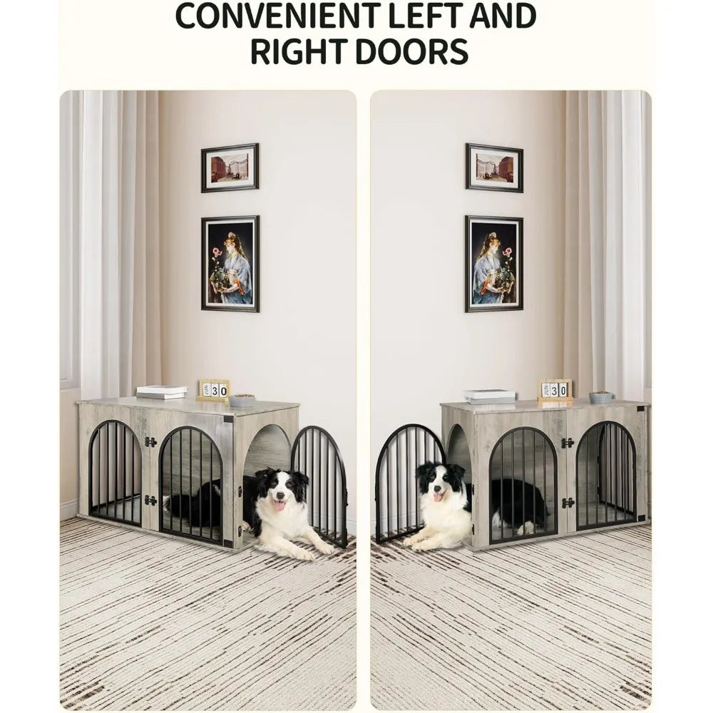 39.4" wooden dog crate furniture, indoor dog kennel dogs cage for small/medium/large dogs, heavy duty dog crates decorative pet
