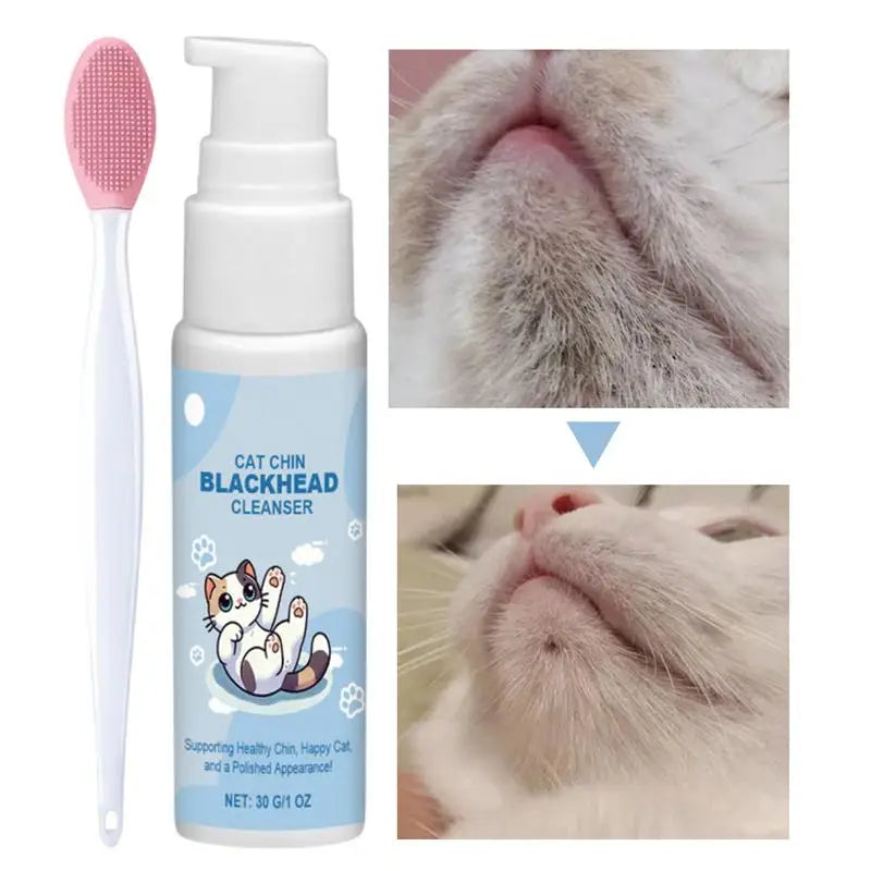 Cat Chin Cleaner 30g Blackhead Cleaning Lotion Pet Chin Acne Care Brush Dog Cat Grooming Supplies Tooth Stain Remover for Pets