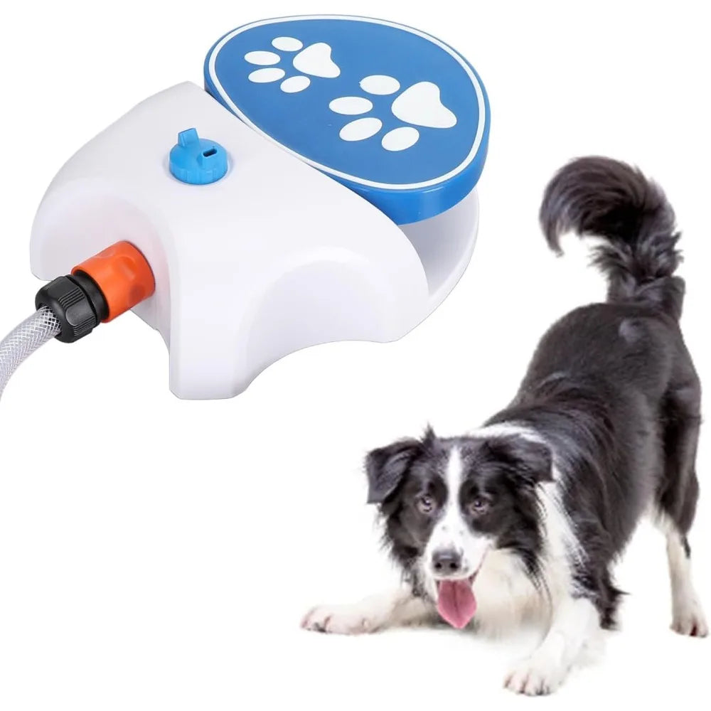 Dog Water Fountain Step On, Activated Dog Sprinkler, Outdoor Pet Drinking Dispenser, Dog Water Toy, Fresh Water Feeder with Hose