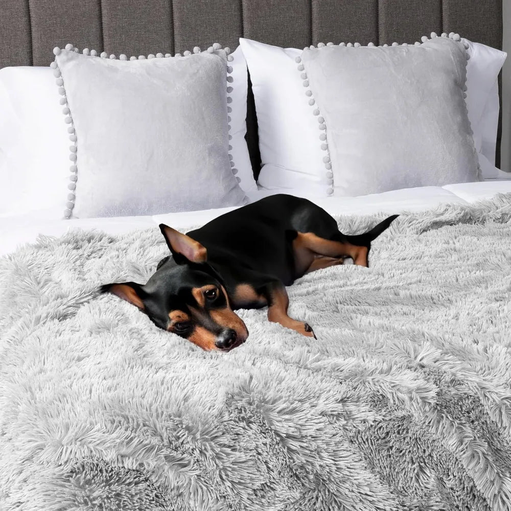 Waterproof Dog Blanket for Small Medium Dogs, Calming Fleece Cat Blanket, Couch Protector Washable Sherpa Faux Fur Pet Throw fo