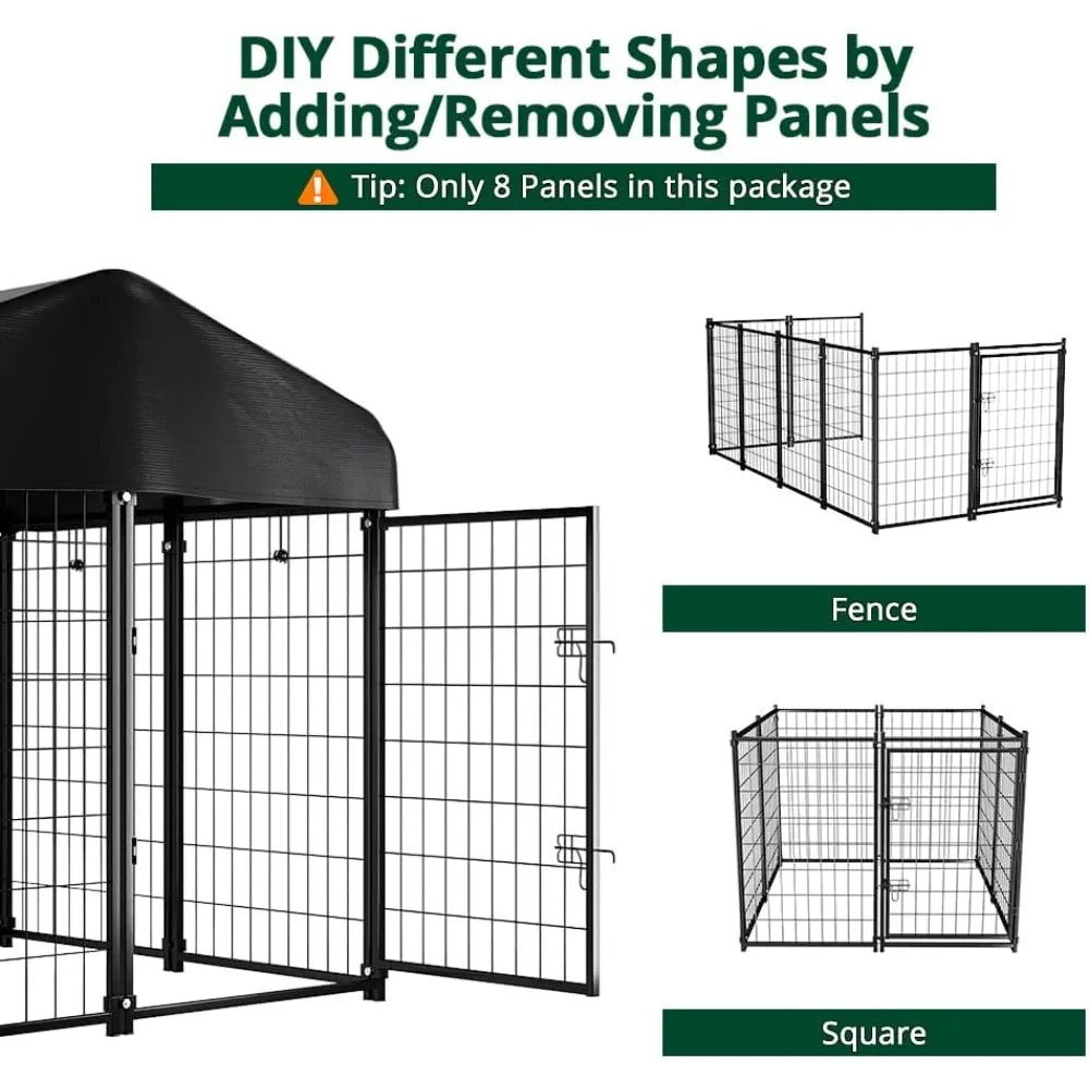 Dog Kennel Outdoor, Dog House Roof Waterproof Cover for Medium to Small Dog Outside,Pet Enclosures Crate Cage Playpen Run Indoor