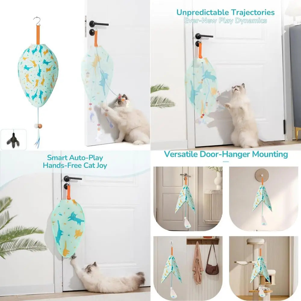 Interactive Cat Toys for Indoor Cats,Rechargeable Automatic Concealed Cat Feather Teaser,Motion Activated Enrichment Toys for In