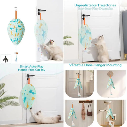 Interactive Cat Toys for Indoor Cats,Rechargeable Automatic Concealed Cat Feather Teaser,Motion Activated Enrichment Toys for In