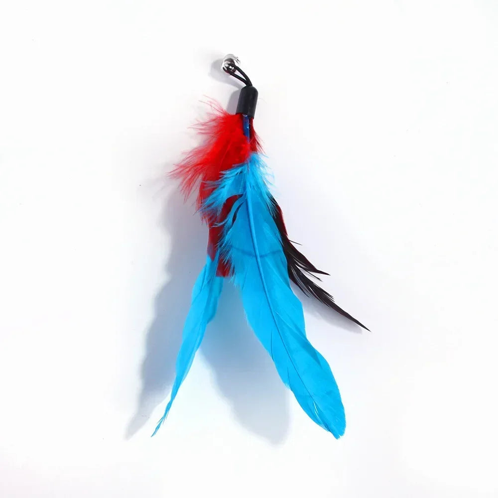 Pet Cat Toy with Bell Color Feather Toy Fishing Rod Replacement Head Feather Funny Cat Toy Cat Interactive Toys