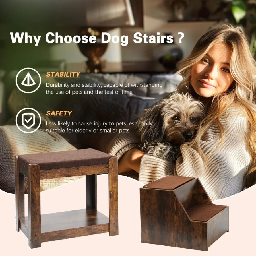 Pet Bunk Bed with Removable Step for Dogs and Cats MultiLevel Bed Window Perch Seat Platform with Cushion and Cat Scratch Pad I