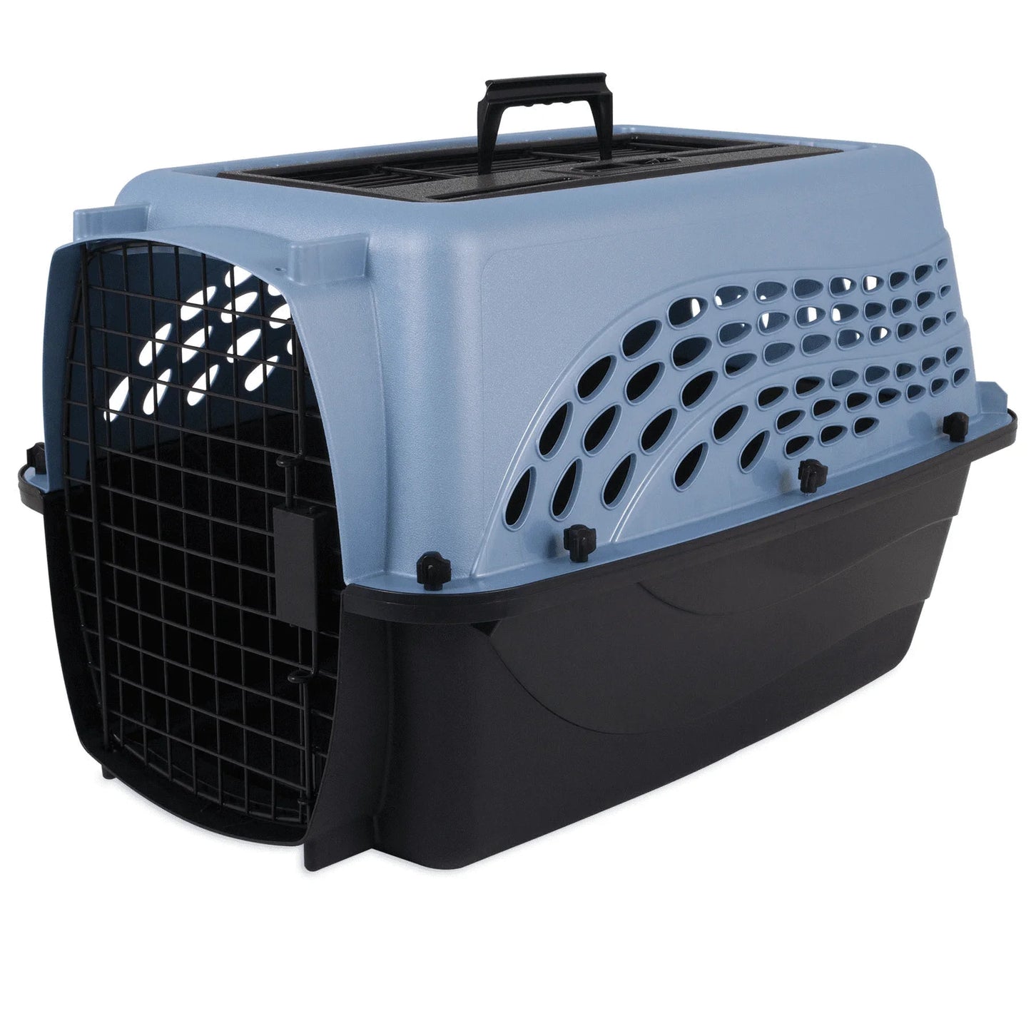 Petmate Two Door Top Load Plastic Travel Dog Kennel Pet Carrier for Dogs and Cats, Medium 24" for Pets up to 15 lb, Blue