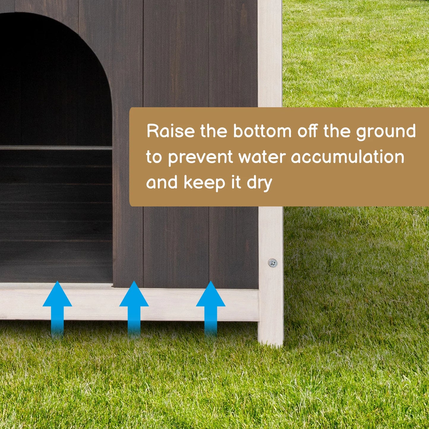 Pet House Cat Grey White Outdoor Indoor 2-Story Wooden Feral Dog House Cat House Pet House with Stair