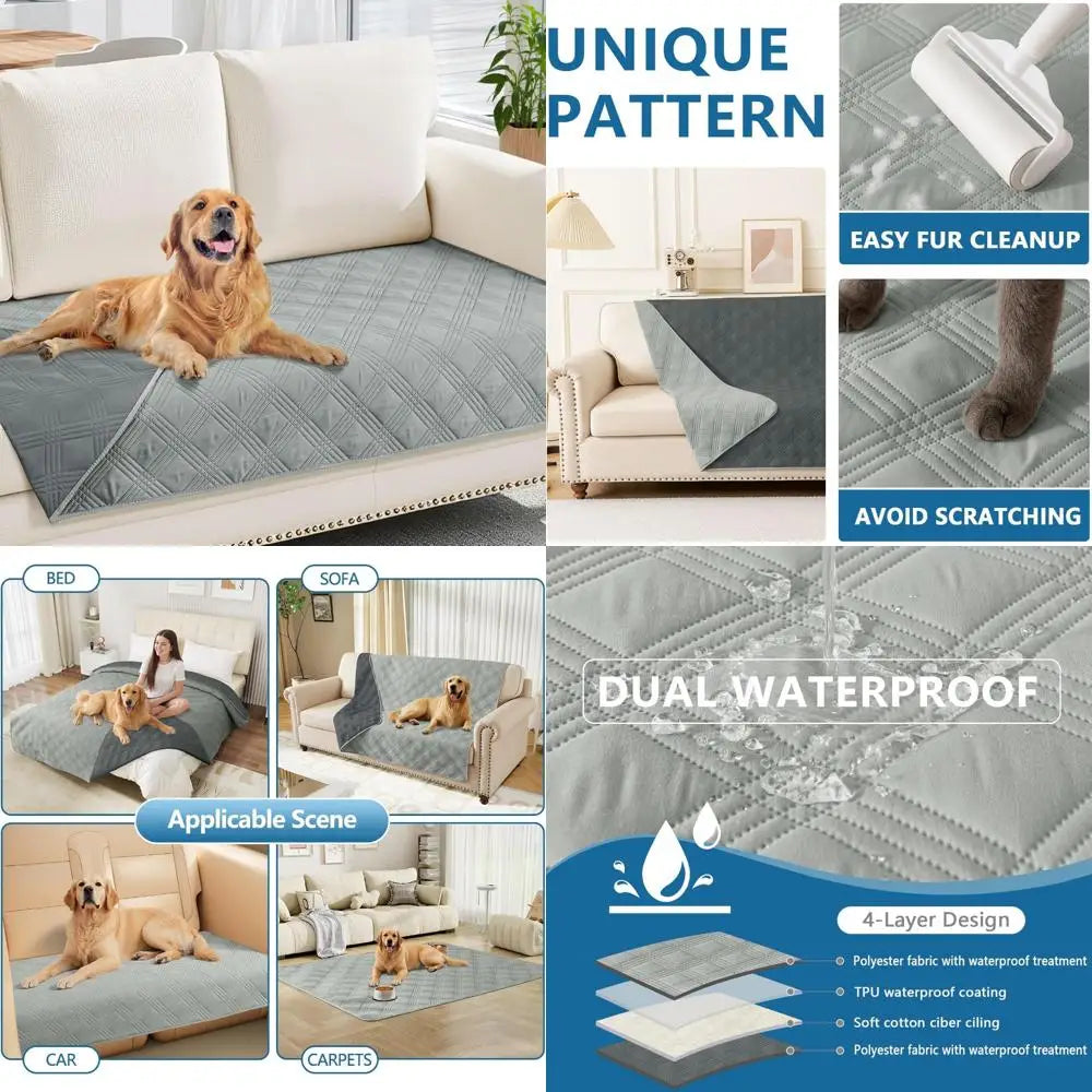 Waterproof Dog Blanket, Reversible Pet Bed Blanket, Soft Sofa Couch Cover for Dogs Washable, Waterproof Pet Couch Covers for So