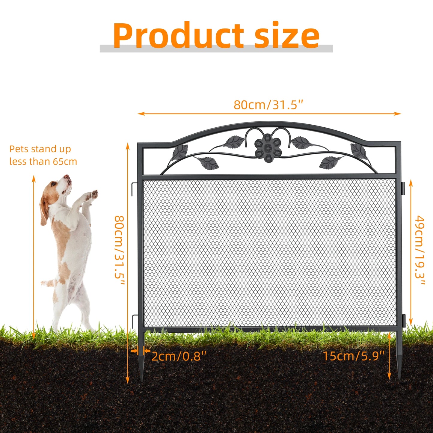 5pcs Heavy Duty Garden Fence Metal Decorative Fencing Panel Garden Entry Path Fence