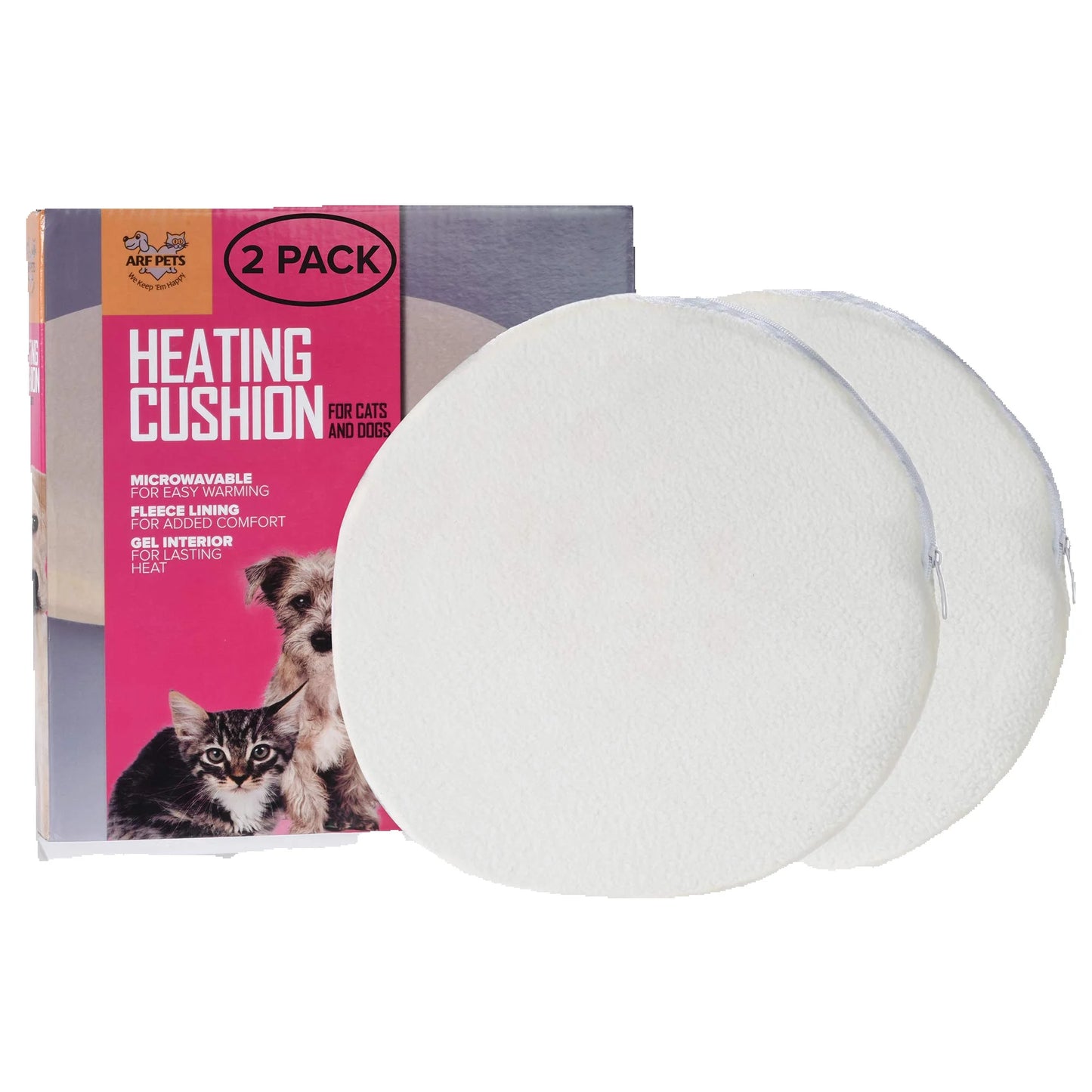 Arf Pets Microwavable Pet Heating Pad, Self Warming Mat with Cozy Cover & Cushion - Pack of 2
