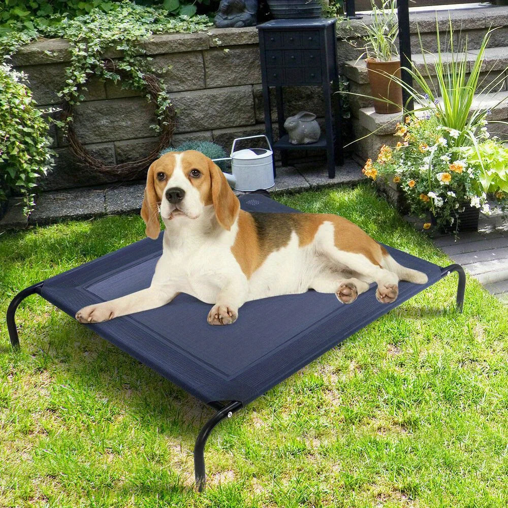 Petsjoy Large Dog Cat Bed Elevated Pet Cot Indoor Outdoor Camping Steel Frame