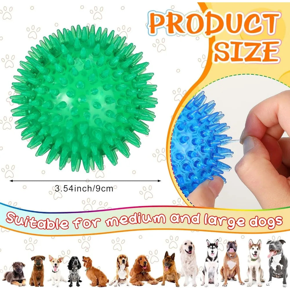 24 Pcs Spikey Dog Balls 3.5 Inch Squeaky Dog Toys Pet Toys Rubber Dog Toy Balls Puppy Chew Toys for Teething Durable Dog