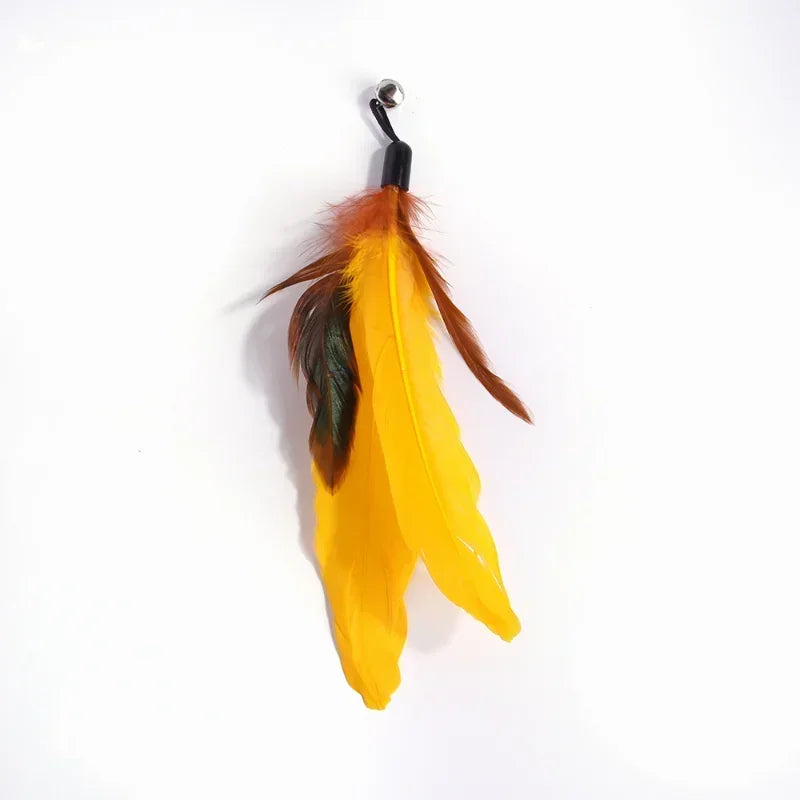 Pet Cat Toy with Bell Color Feather Toy Fishing Rod Replacement Head Feather Funny Cat Toy Cat Interactive Toys