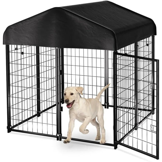 Dog Kennel Outdoor, Dog House Roof Waterproof Cover for Medium to Small Dog Outside,Pet Enclosures Crate Cage Playpen Run Indoor